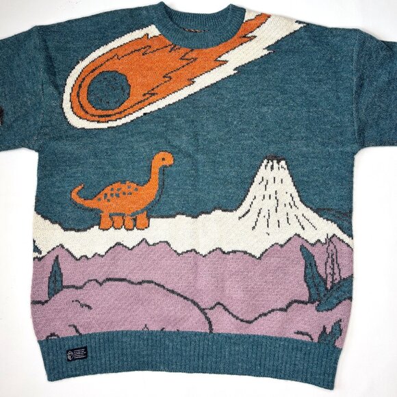 Aikawa's Tree Oversized Dinosaur Volcano Meteor Crewneck Sweater Sweater Large - Picture 3 of 8
